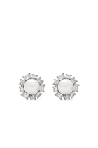 Candy Shop Halo Studs, Plated Metal with Cubic Zirconia & Glass Pearl